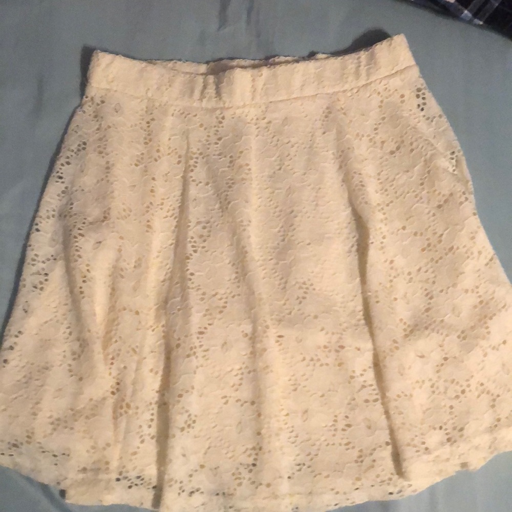 Bongo Off-White Floral Crochet Skater Skirt